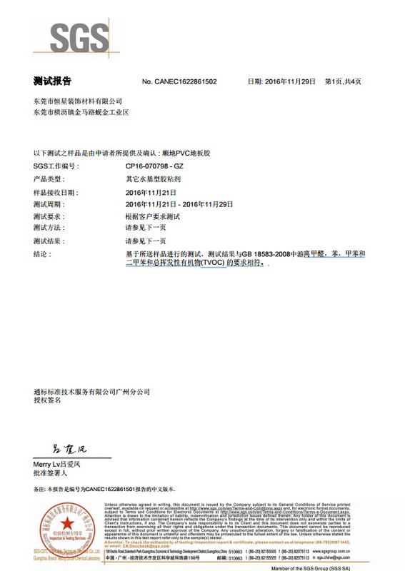 SGS環(huán)保中文檢測報(bào)告